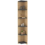 Etagères bibliothèque d'angle Igora L25xH160cm Bois clair et Anthracite