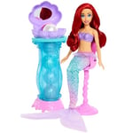 Mattel Disney Princess Toys, Ariel Vanity Pop Mermaid Fashion Doll with Removable Tail & Vanity with 5 Repeatable Pop-Up Surprises & 5 Accessories, JBF86