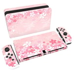 PlayVital Full Set Protective Stickers for Nintendo Switch OLED Model, Customized Vinyl Decal Skins for Switch OLED Console & Joycon & Dock & Grip - Cherry Blossoms Petals