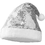 dressforfun 303434 Bonnet de Noël Chapeau Père Noël en Peluche Paillettes Brillant Elégant Pompon Bord Blancs Accessoire Déguisement Argenté