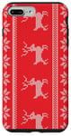 Coque pour iPhone 7 Plus/8 Plus Christmas Stitch Pattern Red White Reindeer Holiday Graphic