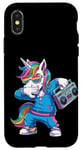 Coque pour iPhone X/XS Licorne dans les années 80 avec enregistreur cassette