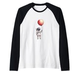 Astronaut Balloon / Space Man Holding Balloon Planet Raglan Baseball Tee