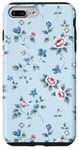 Coque pour iPhone 7 Plus/8 Plus Bleu vintage avec petites branches florales