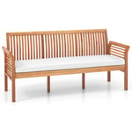 COSTWAY Banc Exterieur Jardin 159 Cm, Banc Bois Acacia avec Coussin, Banquette Exterieure 3 Personnes, Banc de Jardin avec Dossier, Accoudoirs, Design Latte