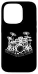 Coque pour iPhone 14 Pro Ensemble de batterie 3D Wireframe - Vintage Drummer Drums Lover