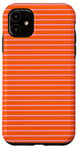 Coque pour iPhone 11 Orange Beige rayé Girly Esthétique Preppy Stripe