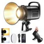 NEEWER CB120B 120W LED Video Light with 2.4G&APP Control COB Bi Color 2700K-6500K 78000lux at 1m/CCT Mode/CRI97/12 Scenes/Bowens Mount Continuous Output Lighting for Studio Photography/Video Recording