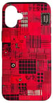 Coque pour iPhone 16 Plus Carte mère vintage à carreaux rouge