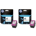 2x Original HP 62 Colour Ink Cartridges For ENVY 5544 Inkjet Printer