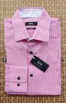 New Hugo BOSS striped baby candy pink slim suit shirt Small Medium 15 38 £109