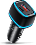 Chargeur Allume Cigare Usb C Rapide -Compact Usb 38w Chargeur Voiture[Pd 3.0 Et Qc 3.0]-Led Adaptateur Allume Cigare Avec 2 Cable Pour Iphone 15 14 13 Samsung S23 S22 Ipad.[F3534]