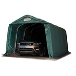 Tente garage carport 3,3 x 6 m tente d'élevage abri stockage h 2,1m, bâches pvc anti feu épaisses PRIMEtex 2300 pvc vert foncé, sol dur, béton