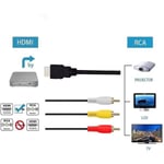 Hdmi-RCA-TV-kaapeli Hdmi-uros-3 RCA-uros-kaapeli Video-äänikomponenttimuunninsovitin 1080p kaapeli HDTV:lle Musta 5ft/1,5m