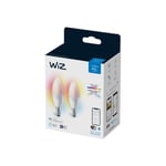 WiZ Colors - LED-glödlampa - form: C37 - glaserad finish - E14 - 4.9 W - flerfärgat/dagsljus till varmvitt ljus - 2200-6500 K (paket om 2)