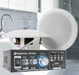 SkyTronic BS05 vattentäta högtalare badrum 5" med förstärkare, Högtalarpaket för våtutrymme, installation