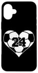 iPhone 16 Plus Soccer Number 24 Jersey Funny Soccer Heart Game Day Case