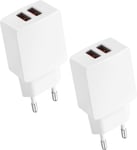 Prise Chargeur Usb 2-Pack, Murale Double Usb 5v2.1a Secteur Adaptateur Bloc Chargeur Pour Iphone 13 12 11 Xs Xr X 8 7, Samsung Galaxy, Xiaomi, Téléphones, Tablettes, Android.[F3667]