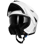 Westt Casque moto homme femme, casque intégral modulable flip-up, casque jet chopper cyclomoteur scooter, casque modulaire pour moto, certifié ECE DOT, blanc, XL (61-62 cm)