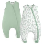 Yoofoss Lot de 2 Gigoteuse à Pieds Bébé Coton 1.5 TOG Sac de Couchage Turbulette avec Jambes et Fermeture éclair Emmaillotage 100 cm pour Nouveau-né Garçons Filles 4-6 Ans