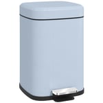 HOMCOM 12L Kitchen Pedal Bin, Metal Rubbish Bin with Soft-close Lid, Light Blue