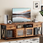 Meuble TV, Meuble Tele de Style Industriel, Table TV 180 cm avec Deux Meubles, pour Téléviseurs 60/65/70 Pouces, Meuble télé en Bois pour Salon, Salle à Manger et Chambre