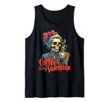 Skeleton Coffee Is My Valentine Retro Valentines Day Womens Tank Top