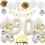 Decoration Anniversaire 90 Beige Or, Ballons 90 anniversaire Femme Homme, Déco 90 Femme Ballons, Beige Décorations 90 anniversaire, Blanc sable 90 ans Décoration anniversaire, Ballon 90 Beige