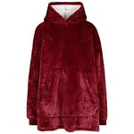 Trespass Oversized Blanket Hoodie with Sherpa Fleece Inner, Giant Adult Blanket Fleece Throw Sweatshirt for Men Women Unisex, Packs into Drawstring Bag Cosiness Dark Cherry