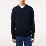 Lacoste Mens V-Neck Wool Sweatshirt in Blue material_Wool - Size X-Small