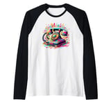 Splash Art Vintage Telephone Landline Dial Raglan Baseball Tee