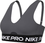 NIKE Women's Damen Pro Indy Plunge Bra Sw Sports, Iron Grey/White, L