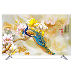 TV Cover Quality Polyester Fabric High Definition Printing Dust-Proof Protector for Flat Screen Curved Screen - 49 inch Golden Peacock