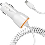 Chargeur Cc07 Câble Flexible Allume-Cigare 3a Micro Usb 3.0 Charge Rapide Charge Universel Voiture Camper Téléphone Tablette Compatible Pour Xiaomi Oppo Realme Samsung Huawei (Blanc)