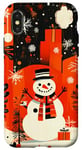 Coque pour iPhone X/XS Orange Art Déco Géométrique Bonhomme de neige Scène d'hiver