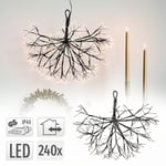 Ecd Germany - Lampe Décorative led Gui Ø36 cm, 240 LEDs, Blanc Chaud, Intérieur&Extérieur, IP44 Étanche, Branches Éclairées pour Noël, Branches