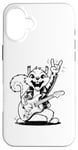 Coque pour iPhone 16 Plus Squirrel jouant de la guitare rock and roll hommes femmes rock band