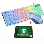 Pack clavier,souris et tapis de souris Gamer Clavier RGB touches semi-mécaniquesSouris Gamer ambidextre Blanc