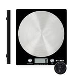 Salter 1036 BKSSDR Électronique Disc Balance de Cuisine - 5kg Capacité Pour Aliments Et Liquides, Balance Numérique avec Plateforme de Disque en Acier Inoxydable, Fonction Ajouter et Peser/Tare, Noir