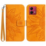 SKALO Motorola Edge 40 Neo 5G Embossed Flower Plånboksfodral i P Ljusbrun