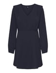 ONLY Onlnova Life Vis L/S Monica Dress Solid Robe, Bleu Nuit, S Femme