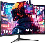 Ecran PC Gamer Incurvé 27'' 2K QHD(2560x1440), 165 Hz, 1ms, FreeSync, Moniteur Gaming 1440P, 1500R VA, Inclinaison Réglable, 2×DP1.4 & 2×HDMI2.0, RGB, VESA 100 * 100mm (DP Câble Inclus).[G102]