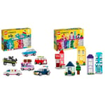 LEGO Classic Creative Vehicles, Colourful Model Cars Kit featuring a Police Car Toy & Classic Creative Houses, Bricks Building Toys Set for Kids, Boys & Girls Aged 4 Plus
