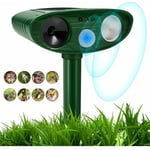 Répulsif pour chat, répulsif solaire pour animaux, jardin étanche, répulsif pour animaux à ultrasons avec lampe flash LED et haut-parleur à capteur