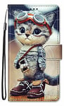 Nodigo-EU Coque pour Samsung Galaxy S10 Cuir Antichoc avec Support Clapet Design Motif Drôle Étui Bumper Kickstand Case Cover Housse Portefeuille - Chat