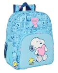 SNOOPY LOVE - Sac à dos scolaire pour enfant, adaptable au chariot, idéal pour les enfants d'âge scolaire, confortable et polyvalent, qualité et résistance, 32 x 12 x 38 cm, bleu clair, M, Décontracté