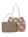 GUESS Women Vikky Tote Bag, Latte Logo/Wings Pink, 33 x 15,5 x 27