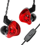 Ccz Melody In-Ear-Monitors Hybrid 1Ba 1Dd Hifi ¿¿couteur Basses Profondes L¿¿ger ¿¿couteur Intra-Auriculaire Iem Avec Cable 4N Ofc Pour Musicien/Batteur/Bassiste (Rouge, Avec Micro)