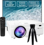 Mini Projecteur 10000Lumens Dernière Mise À Jour, 1080P Full Hd Support Portable Projecteur Mini Film Compatible Avec T-V Stick Smartphone Hdmi Usb Av