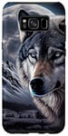 Coque pour Galaxy S8+ Portrait de loup avec illustration de pleine lune